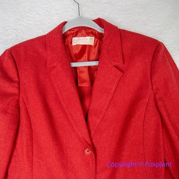 Vintage Pendleton *flawed* 100% Virgin Wool Women’s Red Blazer, size 12 - Picture 2 of 15